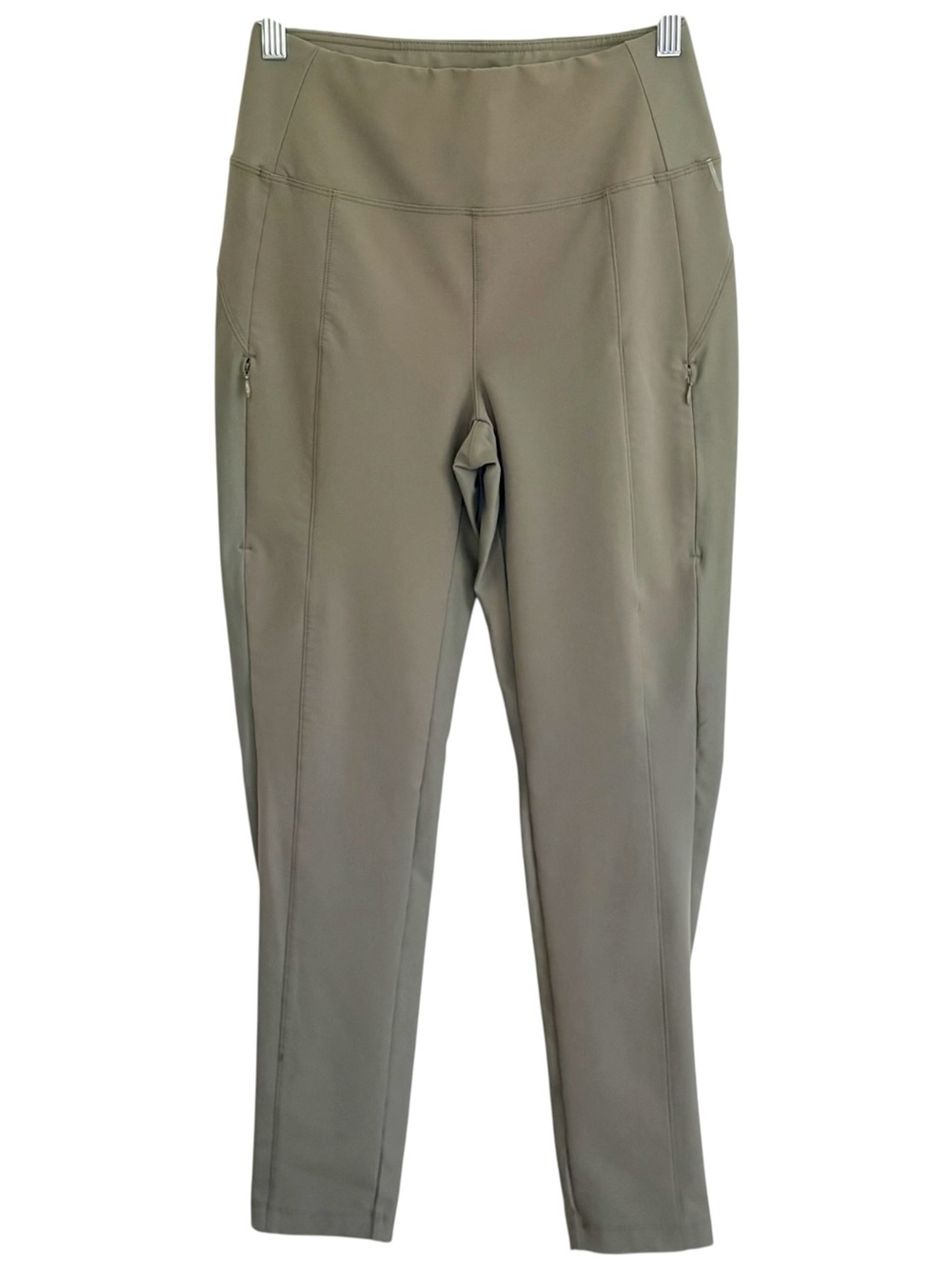 AVALANCHE Olive Green High Rise Athletic Leggings Zip Pocket Size Medium